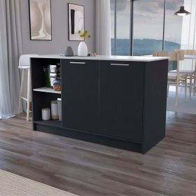 Travis Black and Onyx Double Door Cabinets Kitchen Island