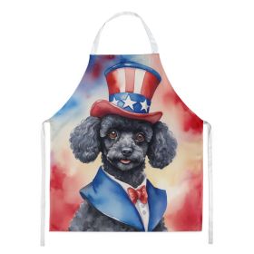 Black Poodle Patriotic American Apron Cooking Kitchen Server Baking Crafts Gardening for Adult Women Men, Unisex, Large, Multicolor