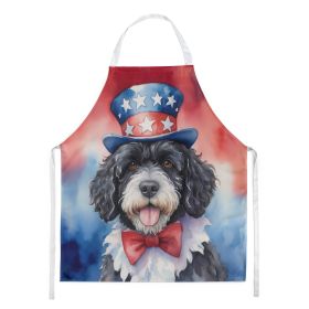 Portuguese Water Dog Patriotic American Apron Cooking Kitchen Server Baking Crafts Gardening for Adult Women Men, Unisex, Large, Multicolor