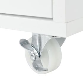 K&K Rolling Kitchen Island With Extended Table, Kitchen island on Wheels with LED Lights,Power Outlets and 2 Fluted Glass Doors