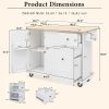 Kitchen Island with Drop Leaf, 53.9" Width Rolling Kitchen Cart on Wheels with Internal Storage Rack and 3 Tier Pull Out Cabinet Organizer