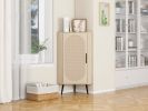 Corner cabinet ,Rattan door,Freestanding Corner Tables For Small Spaces, Corner Shelf Stand For Living Room, Kitchen, Bathroom, Bedroom