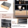 Rolling Kitchen Island with Storage, Two-sided Kitchen island Cart on Wheels with Wood Top, Wine and Spice Rack, Large Kitchen Cart with 2 Drawers