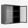 Retro Style Wall Mounted Cabinet Table-Top Storage Cabinet with Hazy Glass Doors and 2 Adjustable Shelves for Bathroom Kitchen Living Room Kitchen Hal