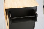 Kitchen Island & Kitchen Cart, Mobile Kitehcn Island with Extensible Rubber Wood Table Top,adjustable Shelf Inside Cabinet for Different Utensils