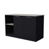 Travis Black and Onyx Double Door Cabinets Kitchen Island
