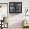 Retro Style Haze Double Glass Door Wall Cabinet With Detachable Shelves for Office, Dining Room,Living Room, Kitchen and Bathroom Black