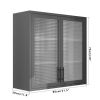 Retro Style Wall Mounted Cabinet Table-Top Storage Cabinet with Hazy Glass Doors and 2 Adjustable Shelves for Bathroom Kitchen Living Room Kitchen Hal