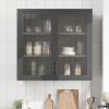 Retro Style Wall Mounted Cabinet Table-Top Storage Cabinet with Hazy Glass Doors and 2 Adjustable Shelves for Bathroom Kitchen Living Room Kitchen Hal