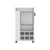 White 4-wheel bar cart cabinet for kitchen or living room, with 6 built-in bottle racks, 1 interior shelve, 2 side shelves