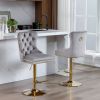 A&A Furniture,Thick Golden Swivel Velvet Barstools Adjusatble Seat Height from 25-33 Inch