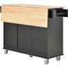 Rolling Mobile Kitchen Island with Solid Wood Top and Locking Wheels,52.7 Inch Width,Storage Cabinet and Drop Leaf Breakfast Bar,Spice Rack