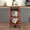 56 inch Rolling Kitchen Island with Storage,Kitchen Cart with Solid OAK Wood Top,Two-sided Kitchen island Cart on Wheels , Wine and Spice Rack