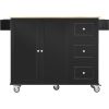 Rolling Mobile Kitchen Island with Solid Wood Top and Locking Wheels,52.7 Inch Width,Storage Cabinet and Drop Leaf Breakfast Bar,Spice Rack