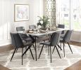 Modern Design Dining Chairs 2pc Set Gray Faux Leather Upholstery Black Metal Legs Kitchen Dining Furniture