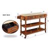 56 inch Rolling Kitchen Island with Storage,Kitchen Cart with Solid OAK Wood Top,Two-sided Kitchen island Cart on Wheels , Wine and Spice Rack