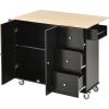 Rolling Mobile Kitchen Island with Solid Wood Top and Locking Wheels,52.7 Inch Width,Storage Cabinet and Drop Leaf Breakfast Bar,Spice Rack