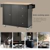 Rolling Mobile Kitchen Island with Solid Wood Top and Locking Wheels,52.7 Inch Width,Storage Cabinet and Drop Leaf Breakfast Bar,Spice Rack