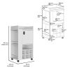 White 4-wheel bar cart cabinet for kitchen or living room, with 6 built-in bottle racks, 1 interior shelve, 2 side shelves