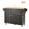 Rolling Mobile Kitchen Island with Solid Wood Top and Locking Wheels,52.7 Inch Width,Storage Cabinet and Drop Leaf Breakfast Bar,Spice Rack