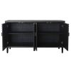 Wooden Storage Cabinet with 4 Doors, Modern Black Accent Cabinet, Free Standing Cabinet, Wooden Buffet Sideboards for Bedroom, Kitchen,Home Office