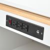 K&K Rolling Kitchen Island With Extended Table, Kitchen island on Wheels with LED Lights,Power Outlets and 2 Fluted Glass Doors