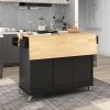 Rolling Mobile Kitchen Island with Solid Wood Top and Locking Wheels,52.7 Inch Width,Storage Cabinet and Drop Leaf Breakfast Bar,Spice Rack
