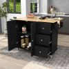 Rolling Mobile Kitchen Island with Solid Wood Top and Locking Wheels,52.7 Inch Width,Storage Cabinet and Drop Leaf Breakfast Bar,Spice Rack