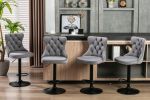 A&A Furniture,Swivel Velvet Barstools Adjusatble Seat Height from 25-33 Inch,17.7 inch base