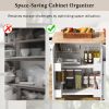 Kitchen Island with Drop Leaf, 53.9" Width Rolling Kitchen Cart on Wheels with Internal Storage Rack and 3 Tier Pull Out Cabinet Organizer