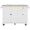 Kitchen Island with Drop Leaf, 53.9" Width Rolling Kitchen Cart on Wheels with Internal Storage Rack and 3 Tier Pull Out Cabinet Organizer