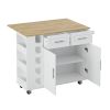 Multi-Functional Kitchen Island Cart with 2 Door Cabinet and Two Drawers,Spice Rack, Towel Holder, Wine Rack