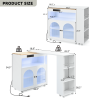 K&K Rolling Kitchen Island With Extended Table, Kitchen island on Wheels with LED Lights,Power Outlets and 2 Fluted Glass Doors