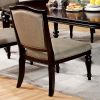 Classic Contemporary Set of 2 Arm Chairs Dark Walnut Pewter Solid wood Chair Padded Leatherette Upholstered Seat Turned Legs Kitchen Dining Room Furni