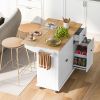 Kitchen Island with Drop Leaf, 53.9" Width Rolling Kitchen Cart on Wheels with Internal Storage Rack and 3 Tier Pull Out Cabinet Organizer