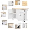 Kitchen Island with Drop Leaf, 53.9" Width Rolling Kitchen Cart on Wheels with Internal Storage Rack and 3 Tier Pull Out Cabinet Organizer