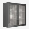 Retro Style Wall Mounted Cabinet Table-Top Storage Cabinet with Hazy Glass Doors and 2 Adjustable Shelves for Bathroom Kitchen Living Room Kitchen Hal