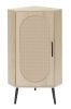 Corner cabinet ,Rattan door,Freestanding Corner Tables For Small Spaces, Corner Shelf Stand For Living Room, Kitchen, Bathroom, Bedroom