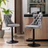 A&A Furniture,Swivel Velvet Barstools Adjusatble Seat Height from 25-33 Inch,17.7 inch base