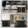 Kitchen Island & Kitchen Cart, Mobile Kitehcn Island with Extensible Rubber Wood Table Top,adjustable Shelf Inside Cabinet for Different Utensils