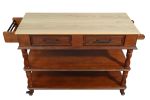 56 inch Rolling Kitchen Island with Storage,Kitchen Cart with Solid OAK Wood Top,Two-sided Kitchen island Cart on Wheels , Wine and Spice Rack