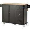 Rolling Mobile Kitchen Island with Solid Wood Top and Locking Wheels,52.7 Inch Width,Storage Cabinet and Drop Leaf Breakfast Bar,Spice Rack