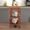 56 inch Rolling Kitchen Island with Storage,Kitchen Cart with Solid OAK Wood Top,Two-sided Kitchen island Cart on Wheels , Wine and Spice Rack