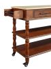 56 inch Rolling Kitchen Island with Storage,Kitchen Cart with Solid OAK Wood Top,Two-sided Kitchen island Cart on Wheels , Wine and Spice Rack