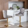 A&A Furniture,Thick Golden Swivel Velvet Barstools Adjusatble Seat Height from 25-33 Inch