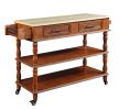 56 inch Rolling Kitchen Island with Storage,Kitchen Cart with Solid OAK Wood Top,Two-sided Kitchen island Cart on Wheels , Wine and Spice Rack