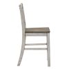 Antique White Finish Solid wood Farmhouse Design Kitchen Set of 2pc Counter Height Dining Chairs Slat Back Chairs Dining Room