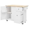 Kitchen Island with Drop Leaf, 53.9" Width Rolling Kitchen Cart on Wheels with Internal Storage Rack and 3 Tier Pull Out Cabinet Organizer