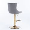 A&A Furniture,Golden Swivel Velvet Barstools Adjusatble Seat Height from 25-33 Inch
