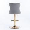 A&A Furniture,Golden Swivel Velvet Barstools Adjusatble Seat Height from 25-33 Inch